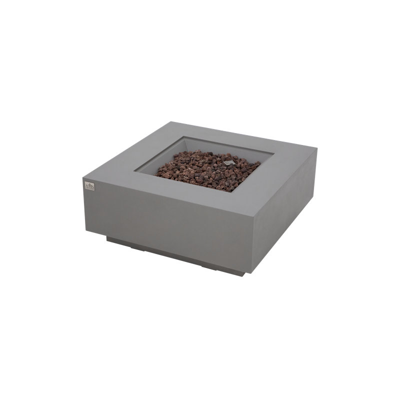 Brooklyn 40" Concrete Natural Gas Fire Pit Table with Wind Guard and Burner Lid, Light Gray