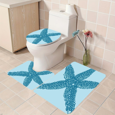 Ensemble de 3 tapis de bain bleu clair et bleu foncé pour salle de bain et chambre de bébé