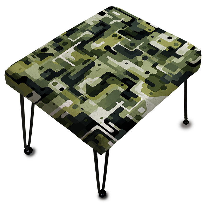 Green Urban Maze - Geometric Rectangle Ottoman