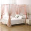 Rideaux de lit à baldaquin pour grand lit, baldaquin de lit Princess pour chambre de fille, écharpe de lit à baldaquin adultes (rose poudré)