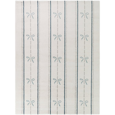 Paloma Blue Kids Bow Stripes Area Rug