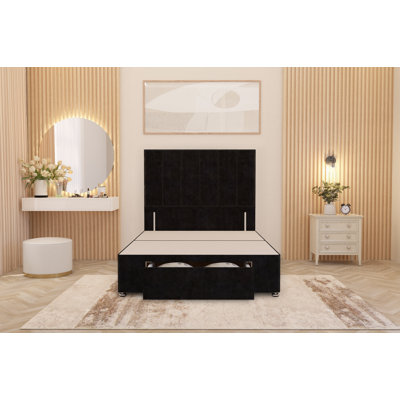 Asterin Divan Bed Base with 54" Floor Standing Headboard Plush Velvet
