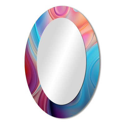 Transitional Pink And Blue Shapes III - Pink Oval Wall Mirror Decor