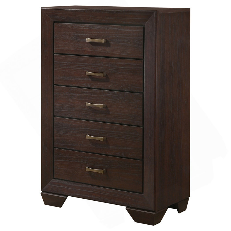 Commode 5 tiroirs Hadfield, Marron foncé