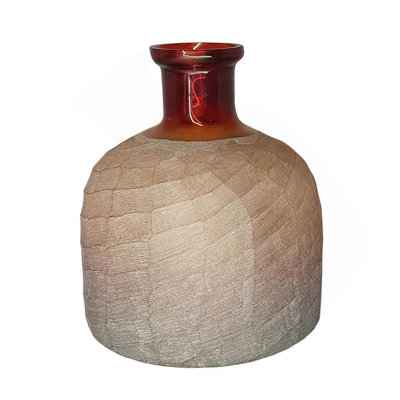 D7.5x8" Decorative Glass Flower Vase, Terracotta