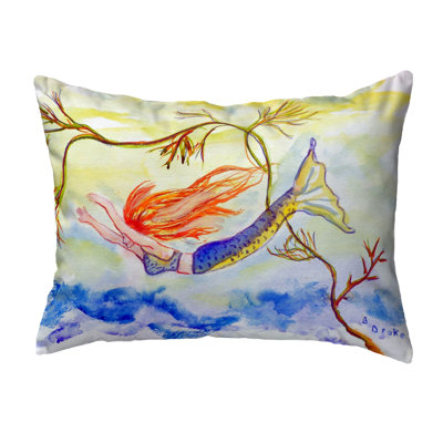 Diving Mermaid Outdoor Reversible Throw Pillow