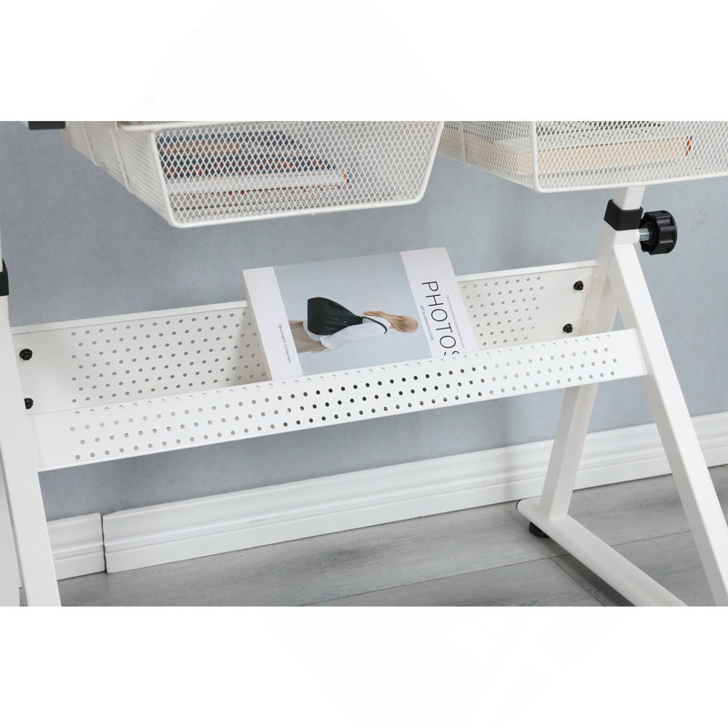 Table à dessin réglable en verre trempé avec chaise WHITE