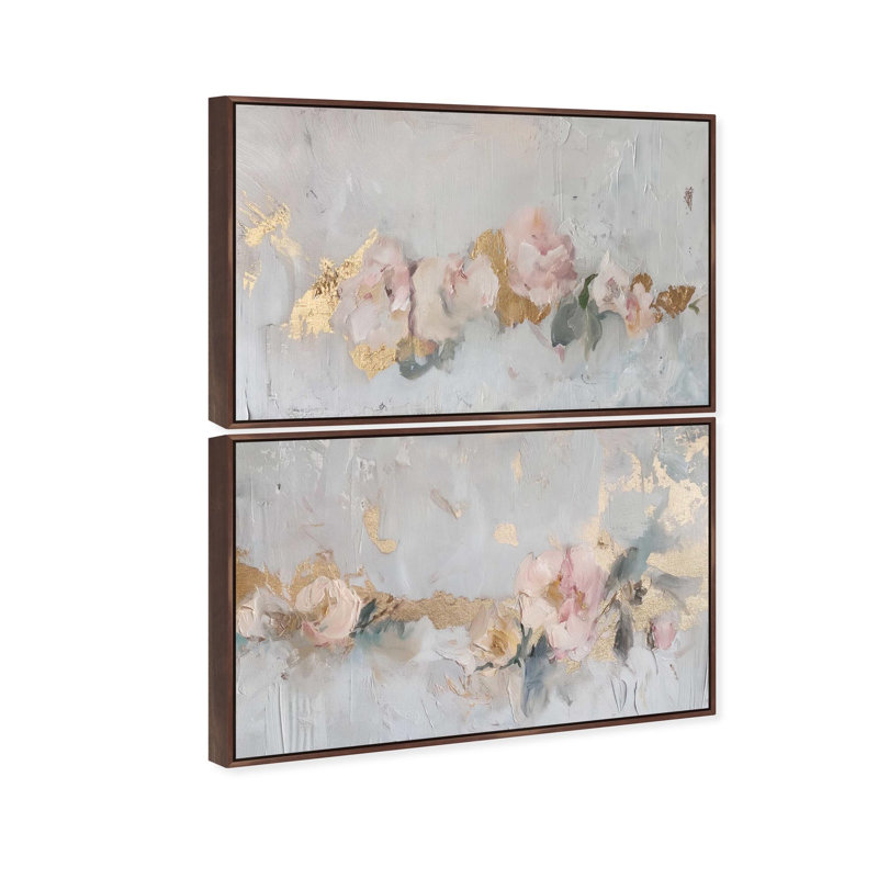 Oliver Gal Velvet Alloy Set Floral Abstract - Liquid Framed Canvas Art, 25" H x 37" W, Brown