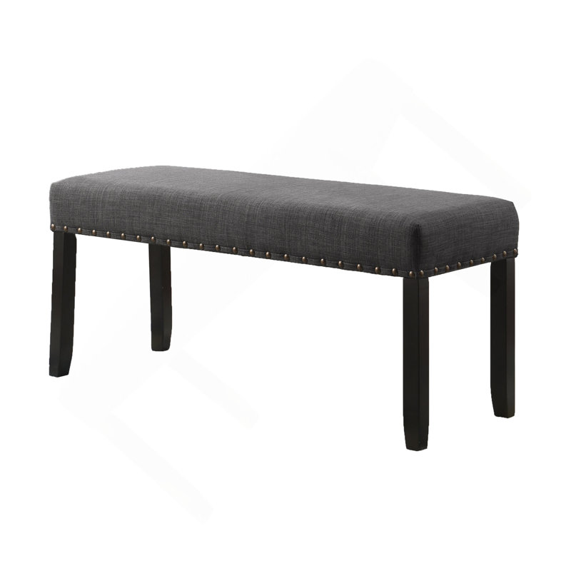 Fabric Dining Bench with Nailhead Trim, Gray
