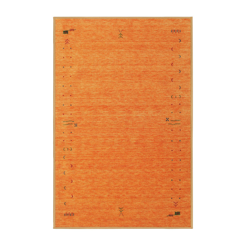 Tapis de zone orange contemporaine, Rectangle 3 pi x 5 pi
