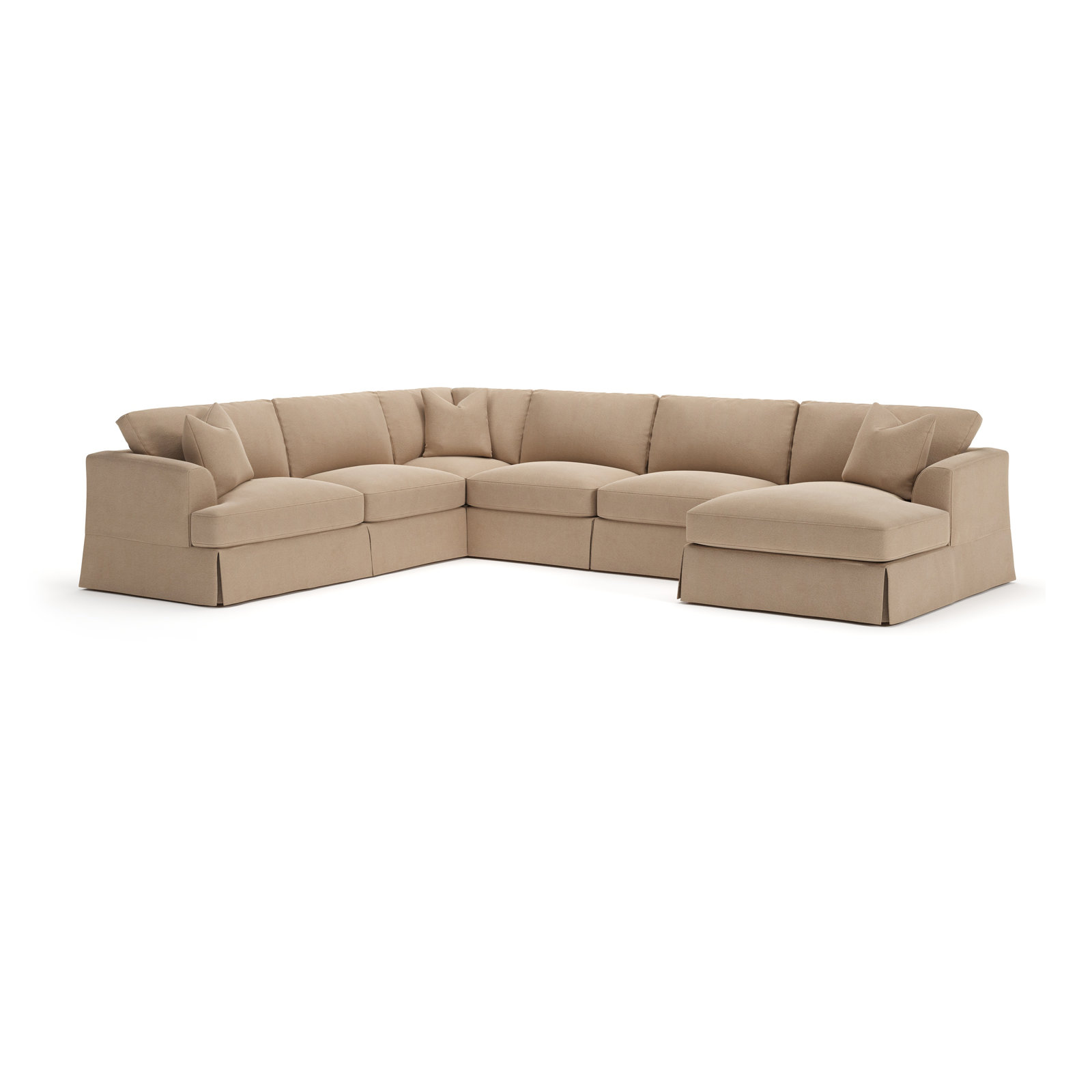 Lucia Chaise Sectional, Right Hand Facing, Bella Toast Performance Velvet