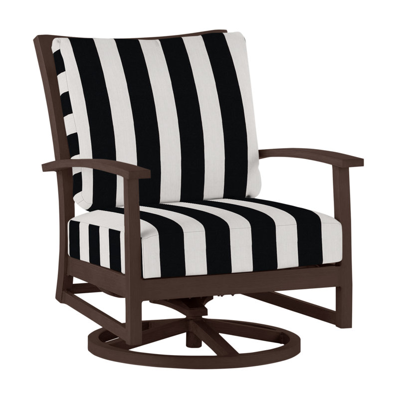 Charleston Patio Lounge Chair with Cushions, Cabana Stripe Midnight, Welt, Oak