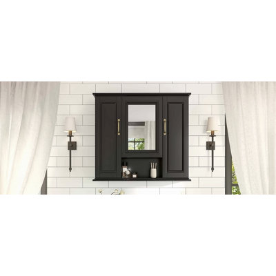 36'' Medicine Cabinet, Wall Mounted Bathroom Storage Cabinet, Modern Bathroom Wall Cabinet With Mirror, Mirror Cabinet With 3 Doors (Not Include Bathroom Vanity )