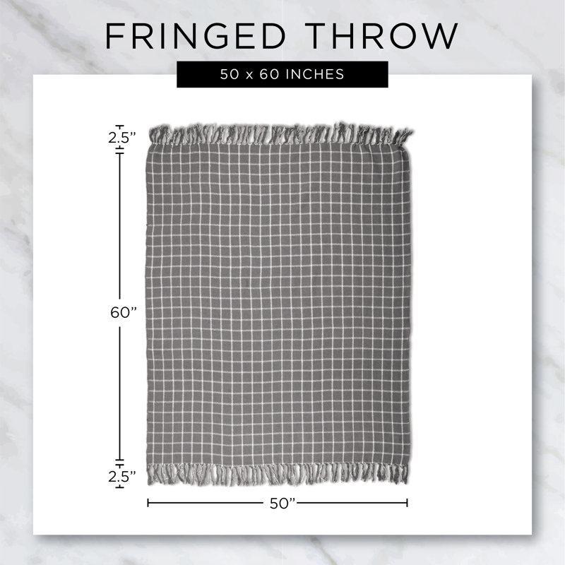 Navy and Ivory Cotton Herringbone Throw Blanket