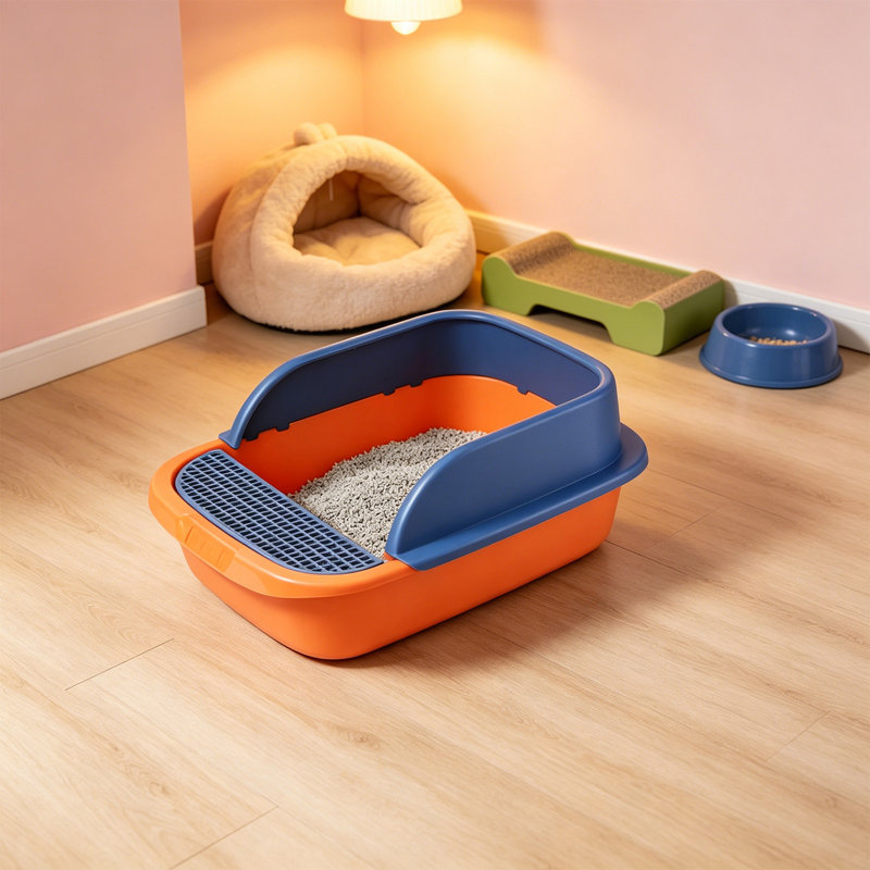 Multicolore bac à litière semi-fermé 17,72 po x 11,81 po x 7,09 po, C