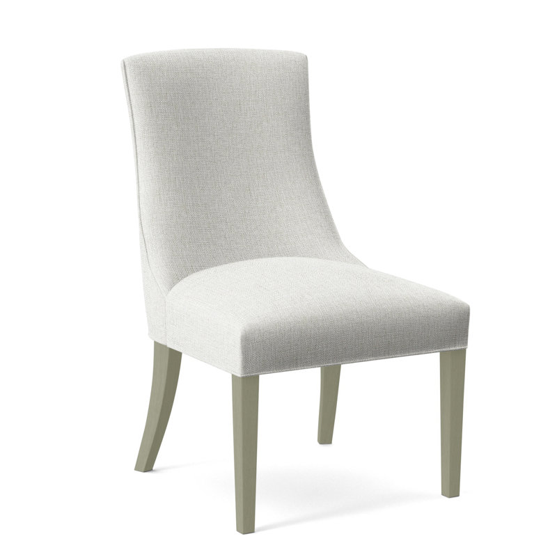 Tuxedo Slipper Dining Chair, Greystone Finish, Light Blue Performance Fabric; 0851-55