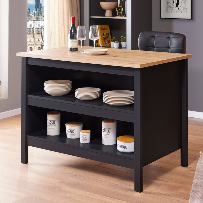 Adaliz Kitchen Island, Black