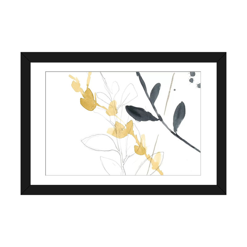 « branch contours vii », impression sur toile, H 16 po x l 24 po x P 1 po, Papier d'art encadré noir, Blanc