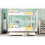 Lit superposé double en métal blanc avec lit gigogne - Style contemporain, construction robuste et en fer, option de couchage moderne et polyvalente pour les familles-189556377-189556359