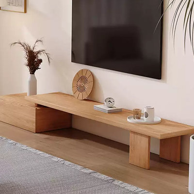 Wabi-sabi style solid wood extendable TV cabinet