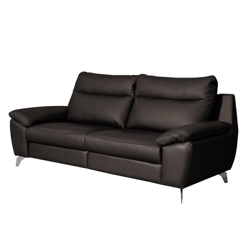 Edema Genuine Leather 2 Seater Reclining Sofa, 3, Dark Brown