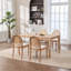 Ensemble de 2 chaises d'appoint avec dossier en rotin, siège en peluche rembourré, pieds en bois massif, beige chaud