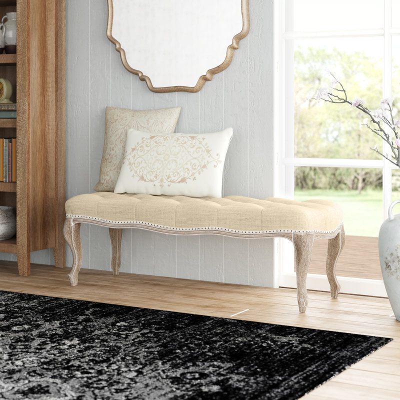 Banc en bois massif Moneta, Beige blé