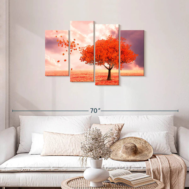 Harnek, paysage d'automne rouge, H 27 po x l 43 po
