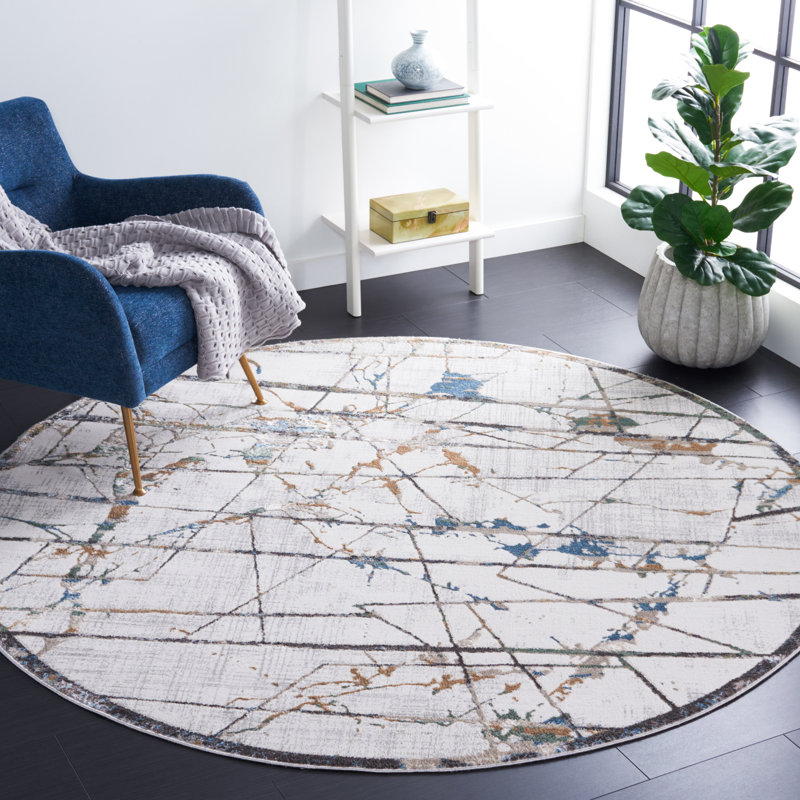 Tapis beige / gris Wayde, Rond 6 pi 7 po