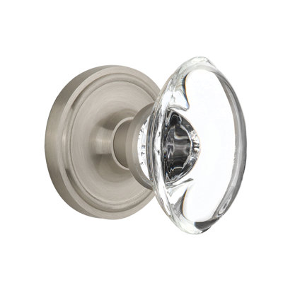 Classic Rosette with Oval Clear Crystal Door Knob