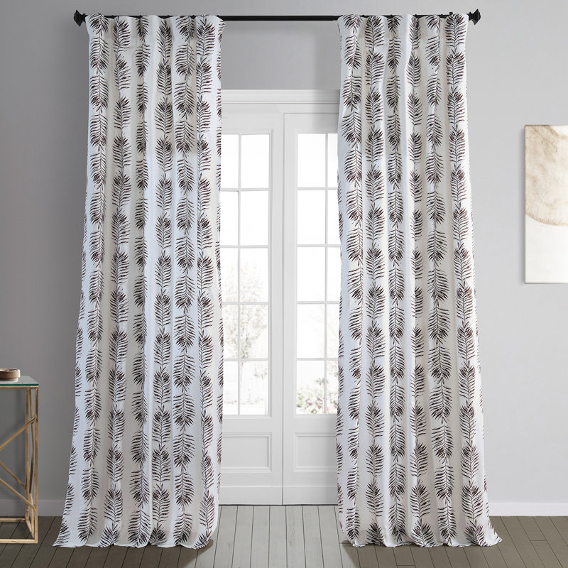 Gilson Paisley Harmony Printed Cotton Room Darkening Curtains - Single Panel, Nut Brown, 50" W x 108" L
