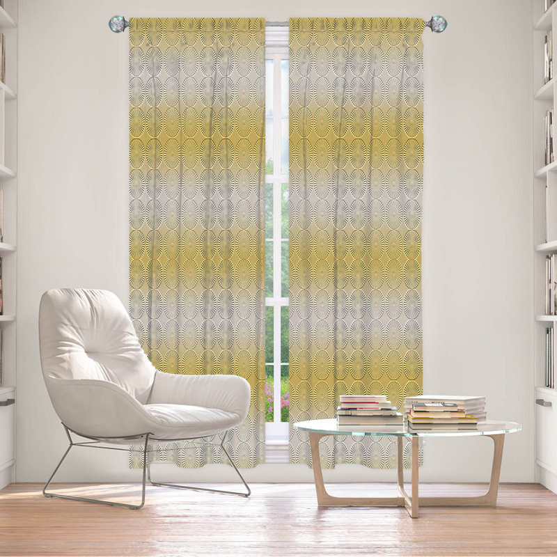 Paire de rideaux obscurcissant en polyester Wanne, L 20 po x L 52 po, Jaune/gris