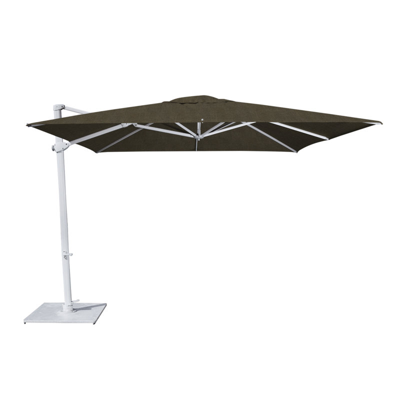 Pavone 10' Square Cantilever Umbrella (Grip Handle), Double Stack Plate - Medium, Grey, Silver Gray