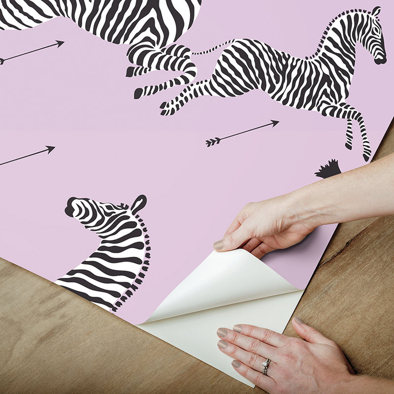 Zebra Vinyl Peel & Stick Wallpaper Double Roll, Lilac