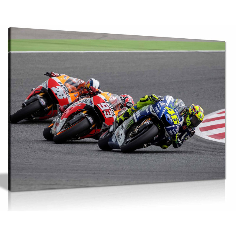 Valentino Rossi Marc Marquez Dani Pedrosa Moto GP - Wrapped Canvas Print, 41cm H x 61cm W