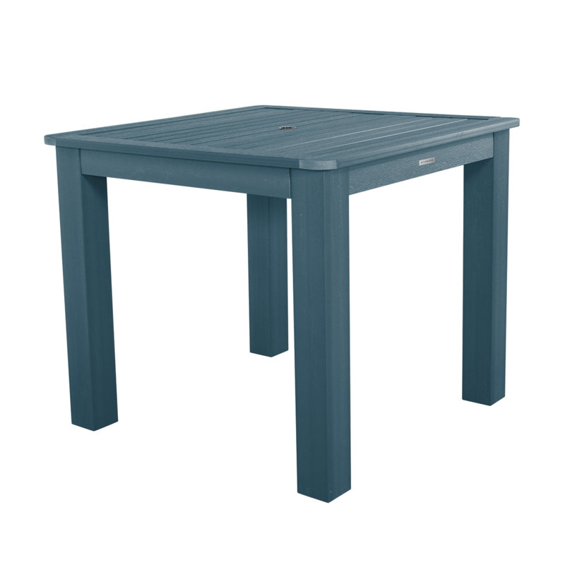Highsmith Rectangular Outdoor Dining Table With Umbrella Hole , in. W 42'' in. D, Nantucket Blue, 36" H x 42" W x 42" D