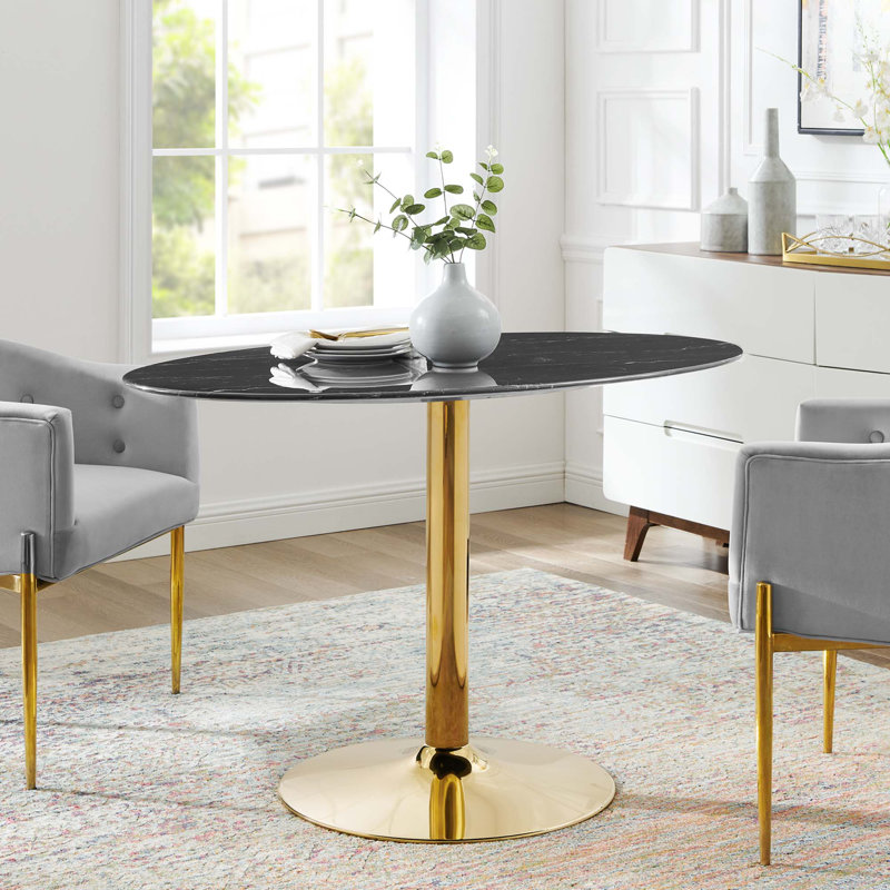 Table de salle à manger Modway Verne, L 27,5 po x L 48 po, Noir marbré