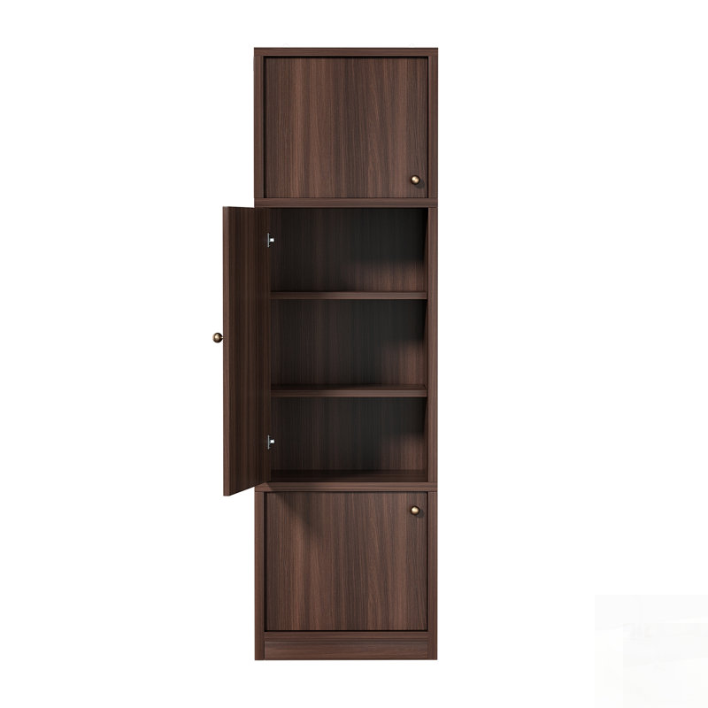 Grand garde-manger étroit étroit avec tablettes réglables, tiroir et ensemble anti-basculement pour petits espaces, bois de qualité E1