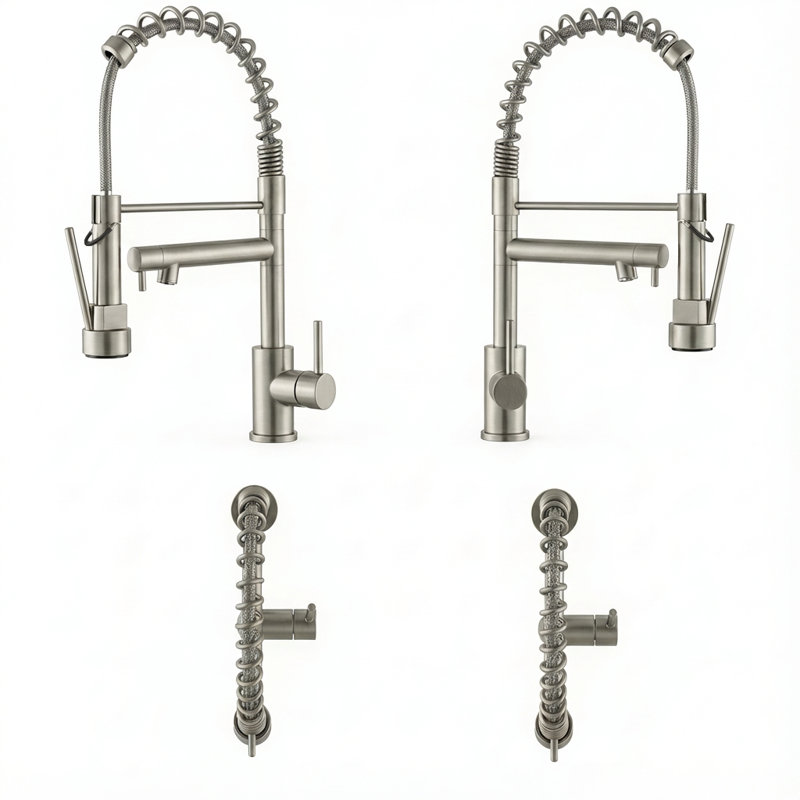 Brushed Nickel Kitchen Faucet With Pull Down Sprayer - Touch On, Single Handle, 2-Function, Stainless Steel, Single Hole Installation | Gift Idea