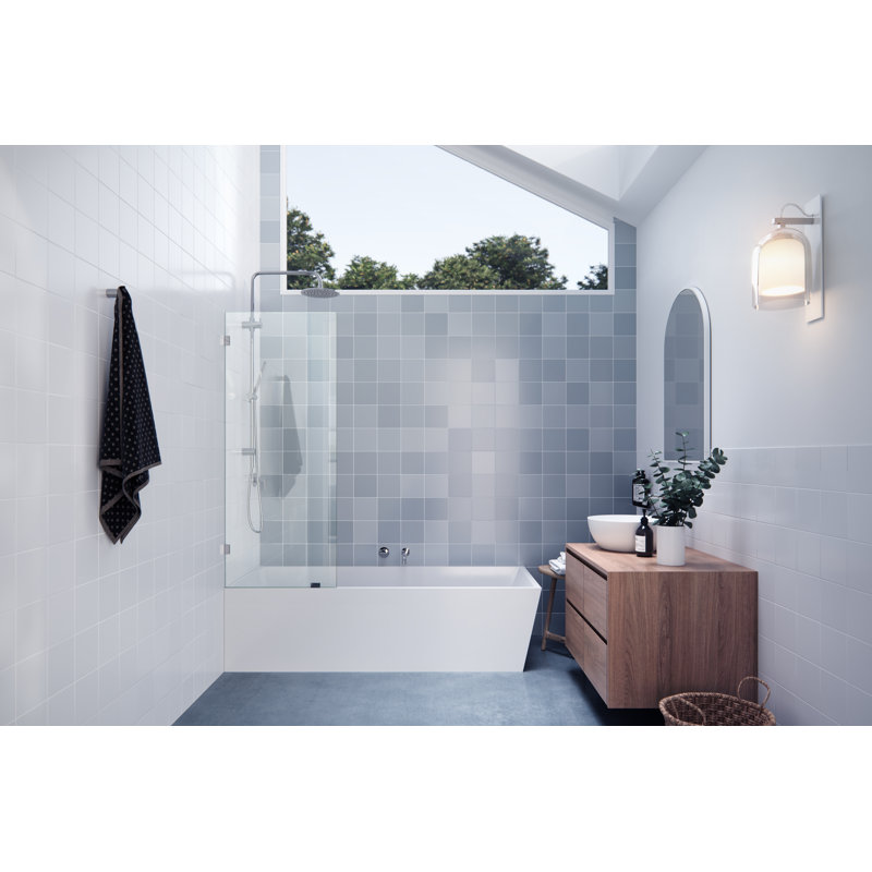 Vela 22.5 in. x 58.25 in. Frameless Single Fixed Bath Panel, Polished Chrome