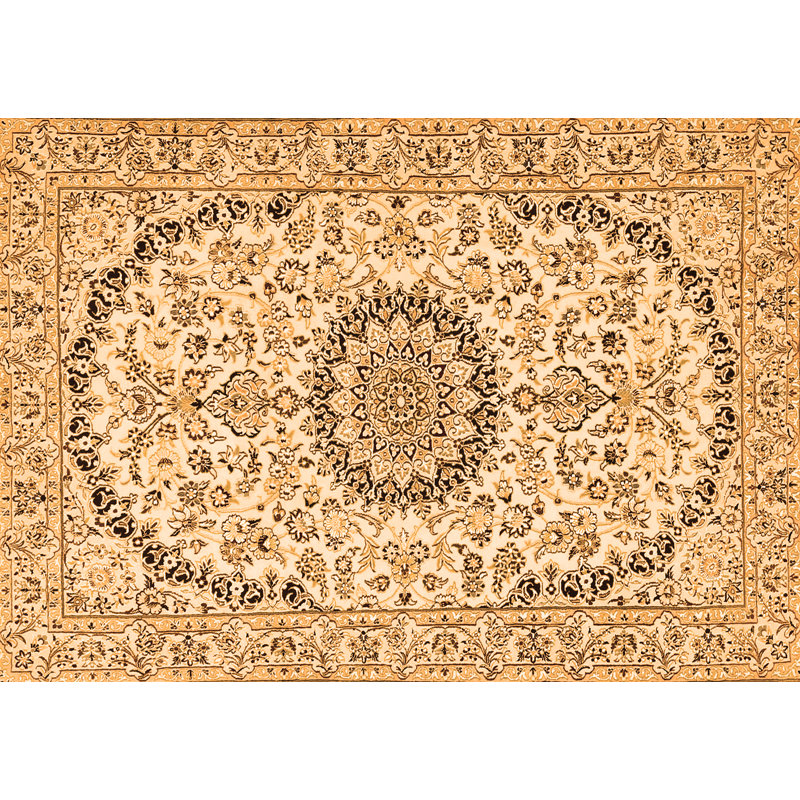 Tapis oriental tissé à la machine rectangulaire orange clair 8 pi x 10 pi Bertok