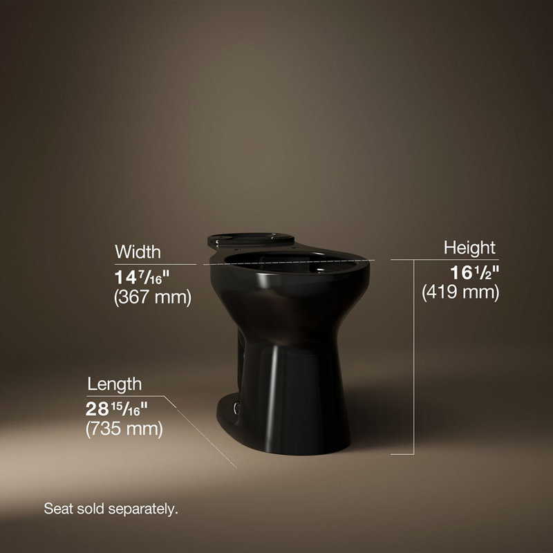 Cimarron Comfort Height Elongated Chair Height Toilet Bowl, Black