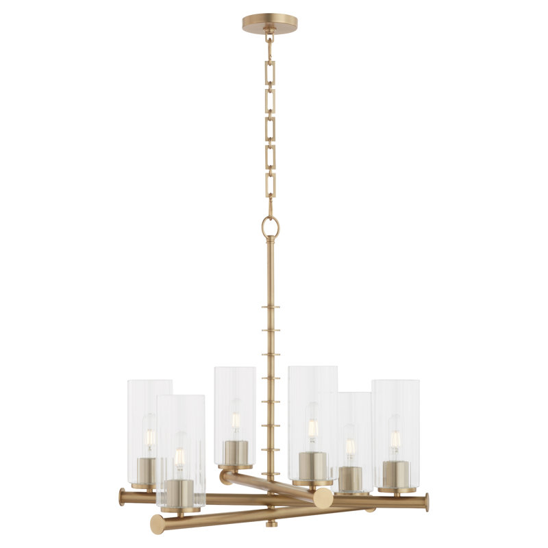Lustre 6 lumières Keyanah | Laiton vieilli, Aged Brass