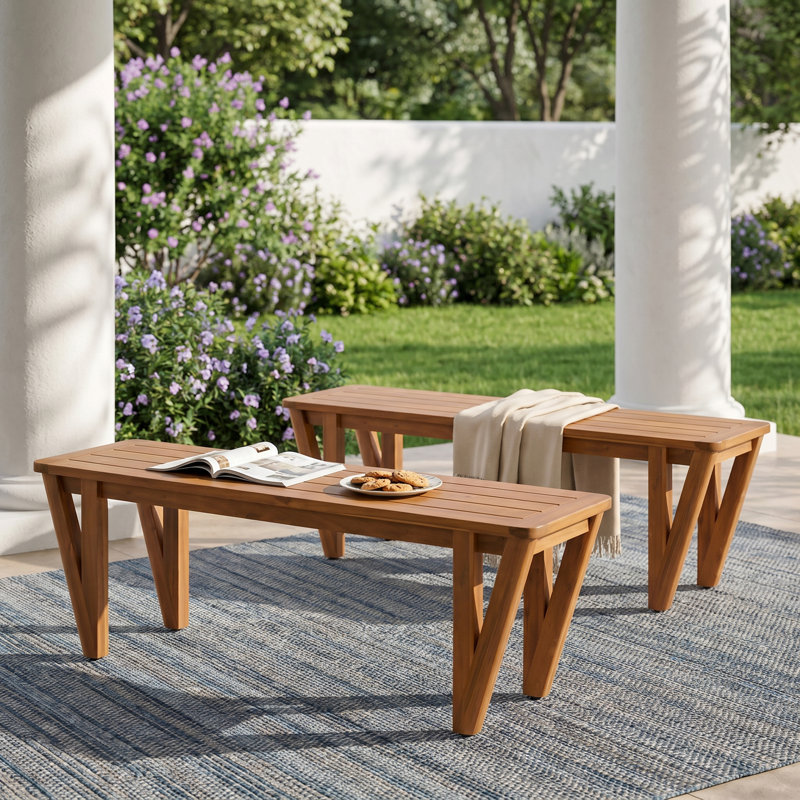 Banc de salle à manger en bois d'acacia avec pieds en forme de V 53,25 po Lillian, 2