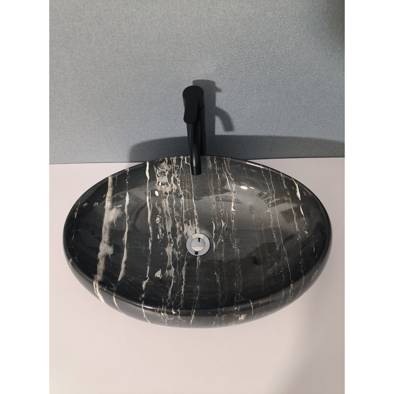 QieRao 16'' Marble Ceramic Oval Bathroom Sink