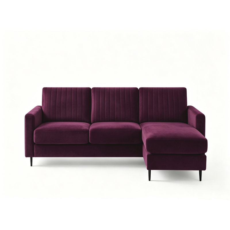Bondfield 4 Seater Velvet Fabric Sofa, Damson