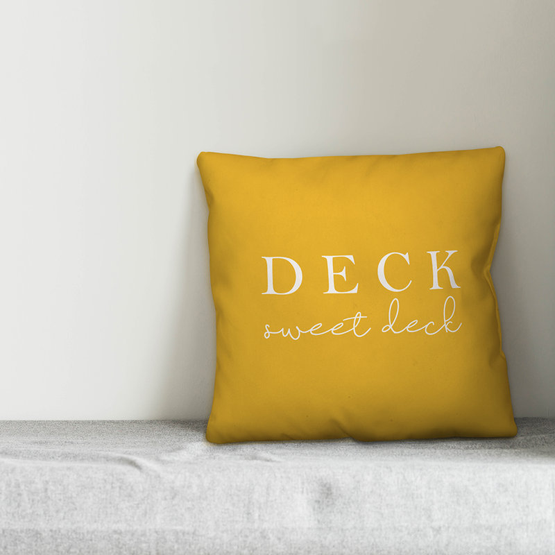 Textual Outdoor Throw Pillow, 20" H x 20" W, Yellow
