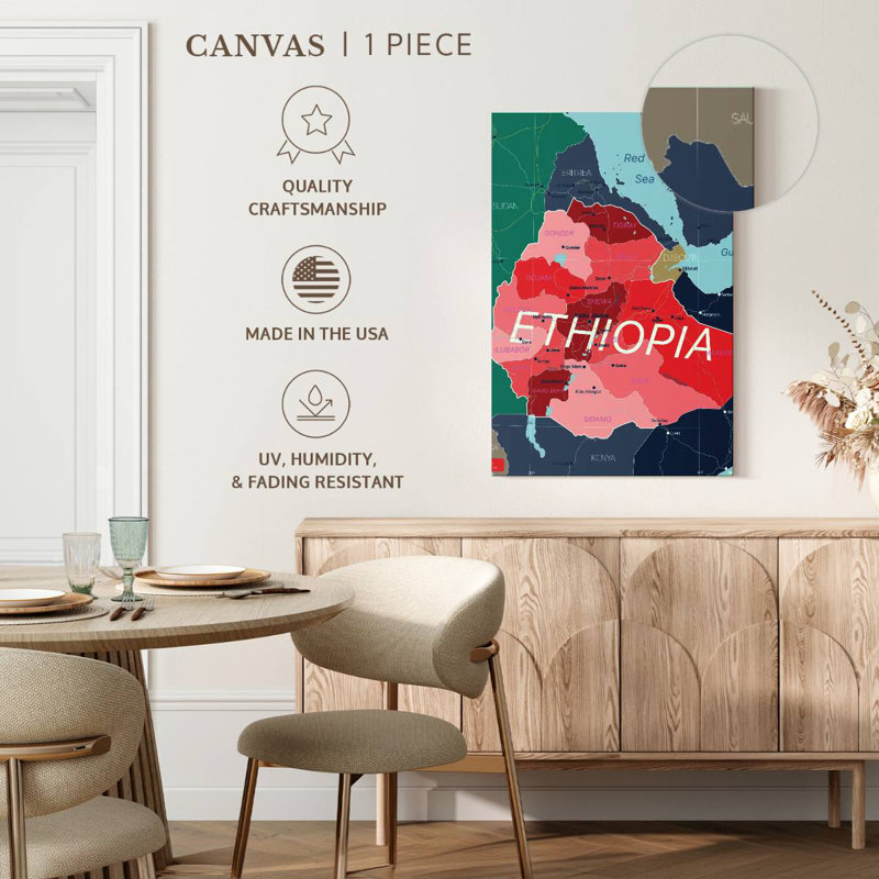 Aliaz Ethiopia Detailed Map, 24" H x 16" W