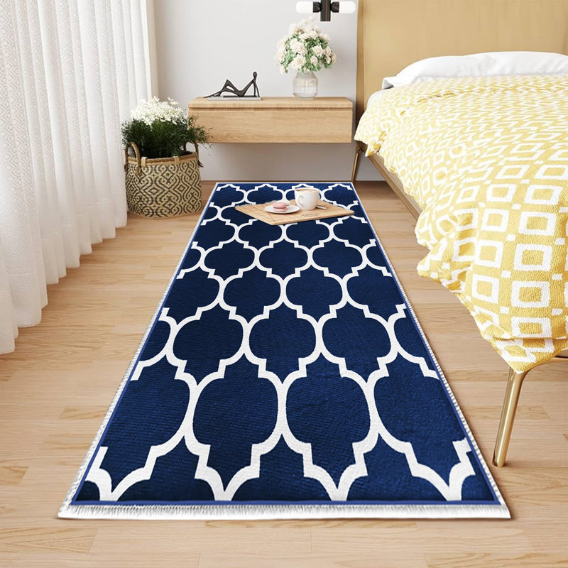 Traditional Oriental Printed Area Rug, Soft Low-Pile Vintage Washable Carpet, Runner 60 x 110 cm