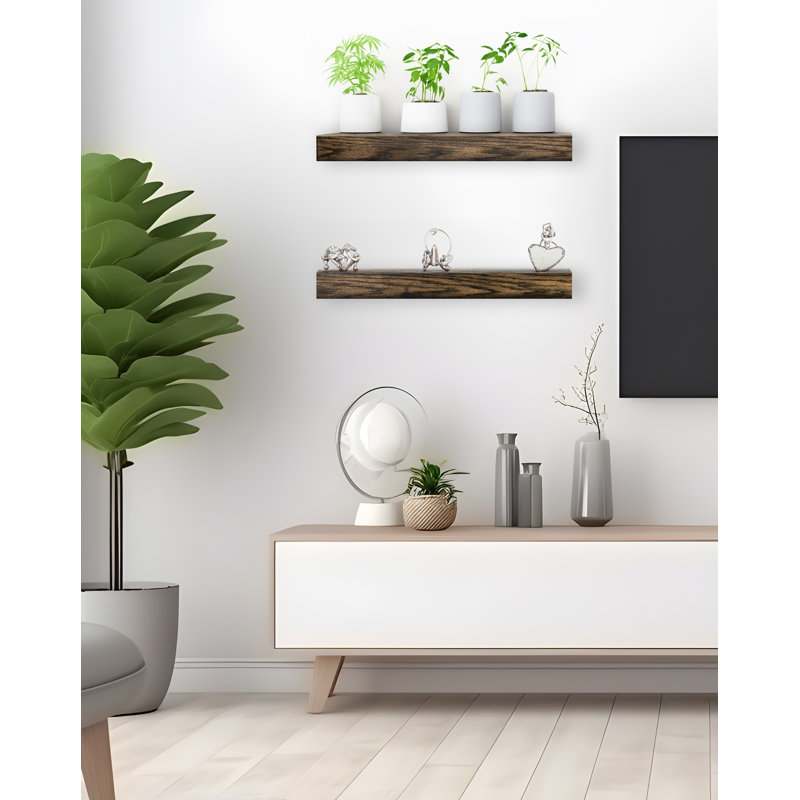 Tablette flottante 2 pièces Emerald Lee, Ébène, H 3 po x l 24 po x P 5 po